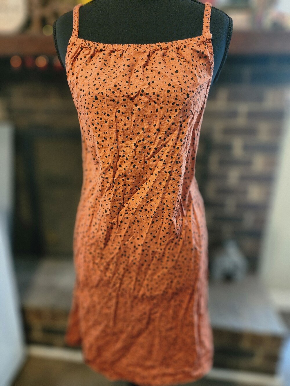 Rust Dot-Print Spaghetti Strap Dress - H&M